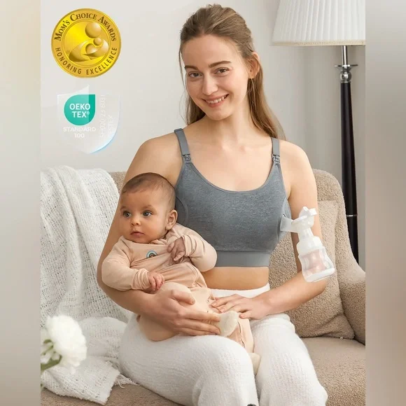 NWT Momcozy The Original: Hands Free Pumping Bra Cotton Stretch Breastfeeding - Picture 1 of 16